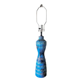 1960s Mid Century Modern Bitossi Table Lamp in Rimini Blue - Aldo Londi for Bitossi For Sale