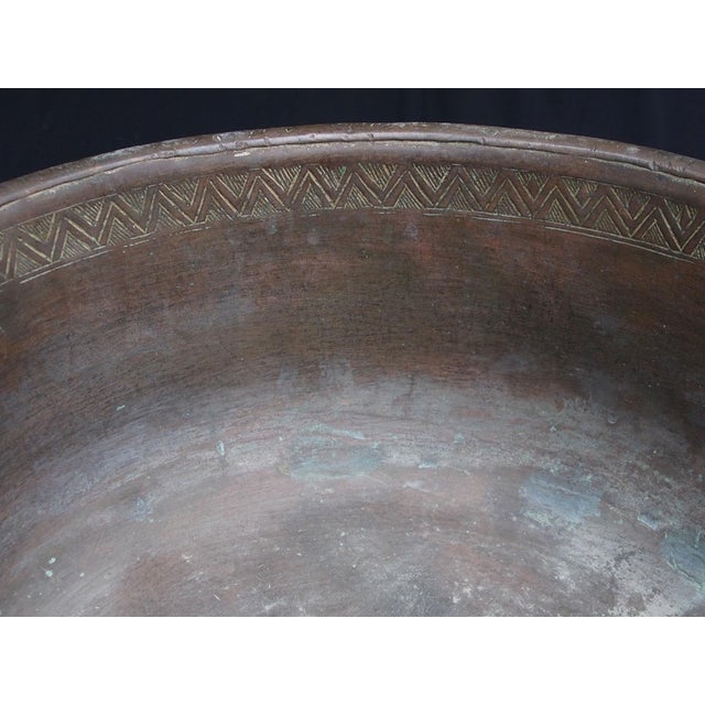 Large Antique Islamic Engraved Tinned Copper Bowl, 1890s For Sale - Image 12 of 18