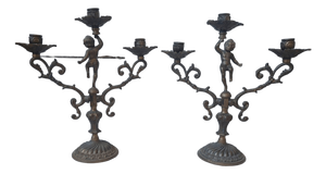 Antique Late 19th Century Louis XV Bronze Candelabras, 1890s, Set of 2
