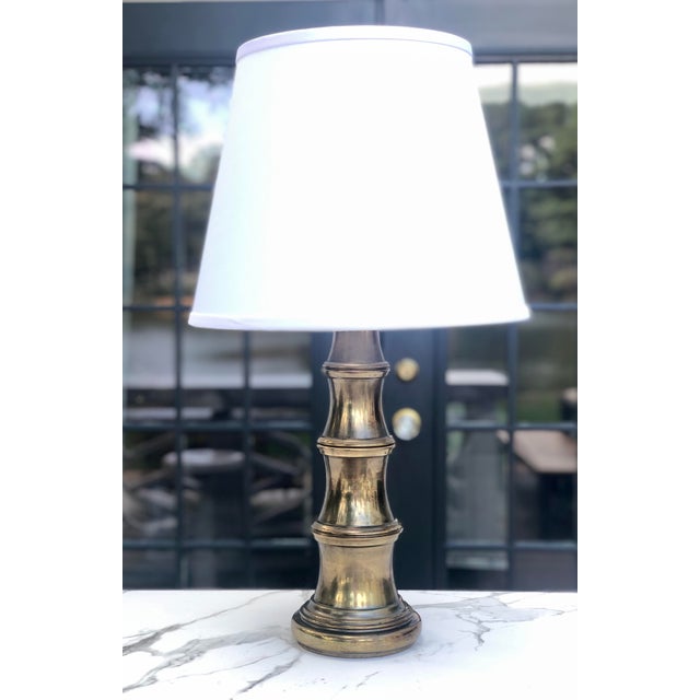 Mid-Century Modern Late 20th Century Stiffel Faux Bamboo Brass Lamp For Sale - Image 3 of 9