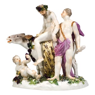 Drunken Silenus on Donkey Bacchant Group by F. E. Meyer for Meissen, 1770s For Sale