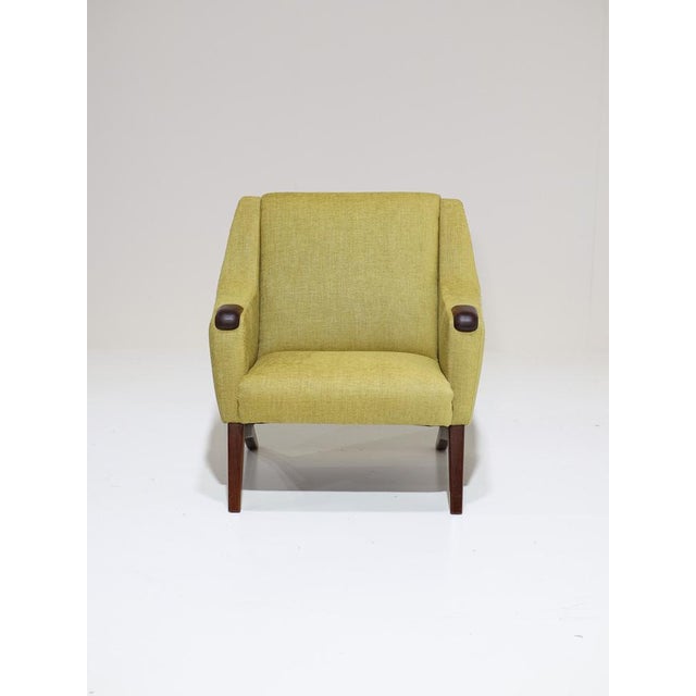 1960s Vintage Lounge Chairs in Teak and Yellow Fabric, 1960s, Set of 2 For Sale - Image 5 of 13