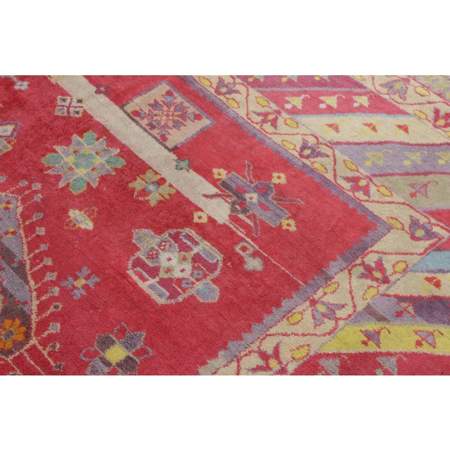 Antique Indian Agra Rug in an All Over Red, Blue, Yellow Medallion Pattern For Sale - Image 4 of 8