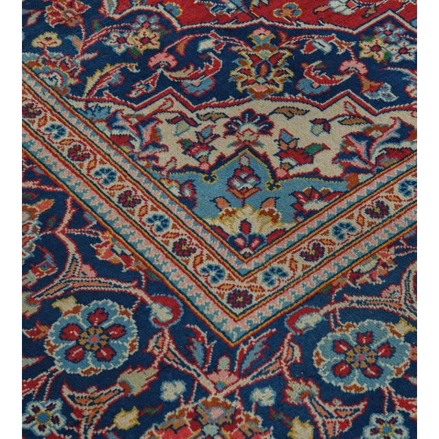 MANSOUR Mansour Original Handmade Persian Kashan Rug For Sale - Image 4 of 12