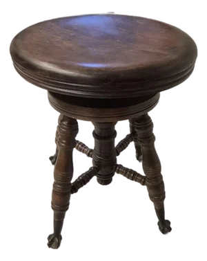 Antique Victorian-Style Piano Stool With an Adjustable Revolving Seat