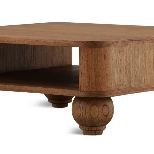 2020s Turned Leg Open Square Transitional Coffee Table For Sale - Image 5 of 5