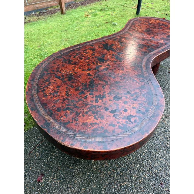 Brown 1980s Unique Mid-Century Modern Coffee Table - Sculptural Design With Leather Finish on the Top 69" For Sale - Image 8 of 12