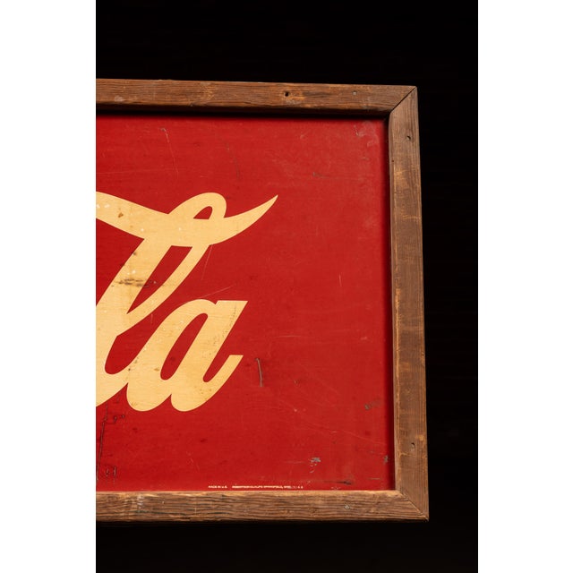 1940s 1940s Large Coca Cola Framed Tin Litho Sign For Sale - Image 5 of 13