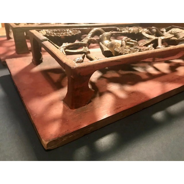 18th Century Antique Chinese Qing Dynasty Openwork Giltwood Carvings - a Pair For Sale - Image 9 of 13