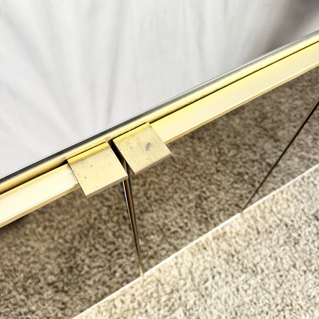 1980s Postmodern Smoked Mirror and Gold Credenza For Sale - Image 9 of 9