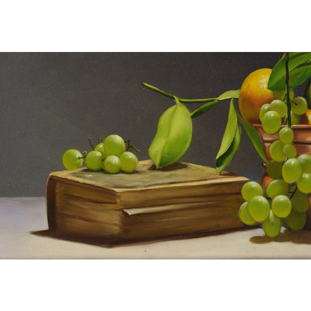 "Fruit Lessons" is a refined figurative painting by Maxmilian Ciccone, where the tradition of still life is reinterpreted...