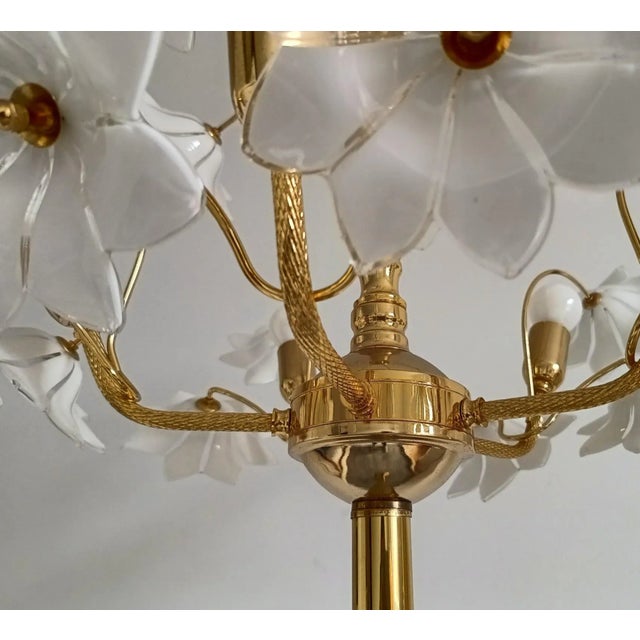 Metal Large Murano Flower Floor Lamp, Italy, 1970s For Sale - Image 7 of 13