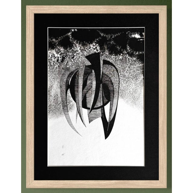 Black Eugène Eechaut, Surrealist Composition. 1971, Ink on Paper For Sale - Image 8 of 8