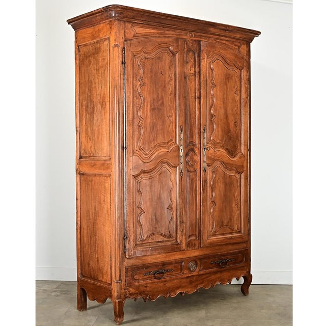French French 18th Century Massive Louis XV Carved Armoire For Sale - Image 3 of 14