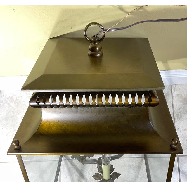 Large Four-Sides Pagoda Style Hanging Steel Lantern/Chandelier For Sale - Image 10 of 12