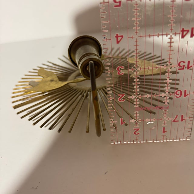 1960s Mid Century Modern Atomic Gold Metal Flying Geese Sunburst Wall Candle Sconce 1 Piece For Sale - Image 11 of 11