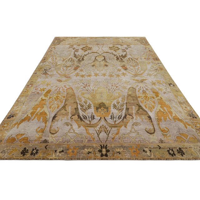 2010s Rug & Kilim’s Persian Style Rug in Lavender With Brown and Gold Floral Patterns For Sale - Image 5 of 7