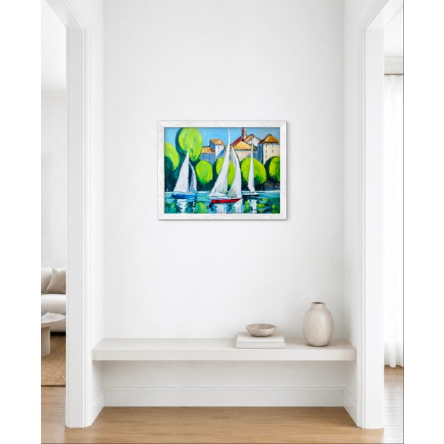 Sailing the Riviera - Contemporary Oil Painting For Sale - Image 4 of 12