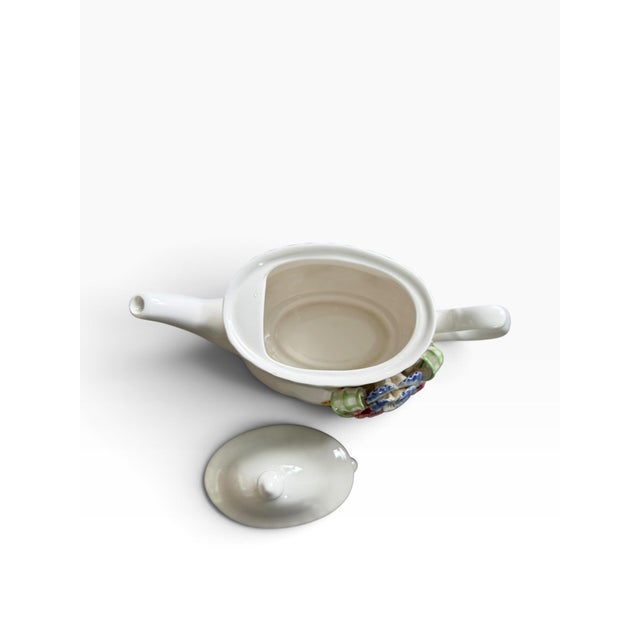 1990s Vintage Kaldun & Bogle Hand-Painted Floral Teapot With 3d Pansies For Sale - Image 5 of 6
