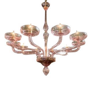 Murano Lavender Glass 10 Arm Chandelier For Sale