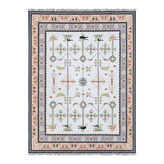Handmade Dhurrie | Pastel Indian Flatweave Kilim | 12x15 For Sale