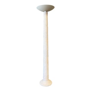 1980s Post Modern Cream Plaster Column Floor Lamp For Sale