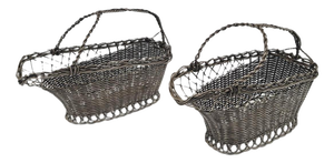 Vintage French Style Metal Wine Baskets or Bottle Holders, 1970s, Set of 2