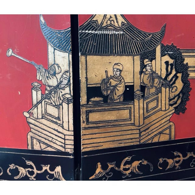 Figurative Antique Chinese Export Coromandel Lacquer and Gilt Six Fold Screen. For Sale - Image 3 of 13