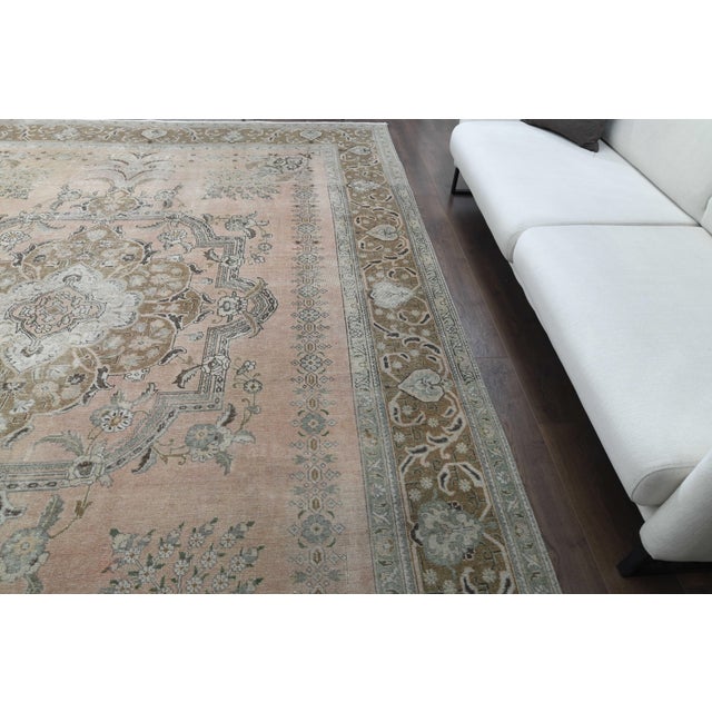 Persian 1970s Vintage Persian Handmade Wool Cotton Orange Area Rug For Sale - Image 3 of 11