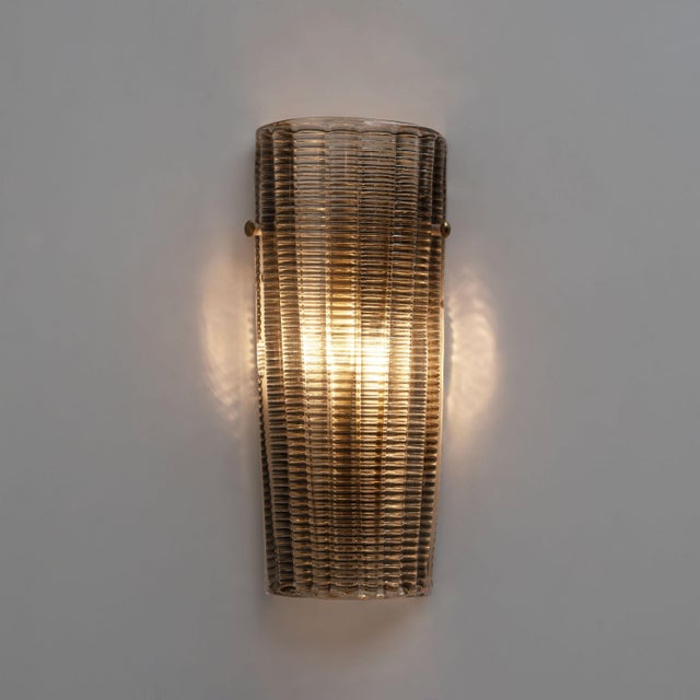 Murano Glass Wall Sconces Smoke Glass and Brass, Italy, 2000, Set of 2 For Sale - Image 6 of 10