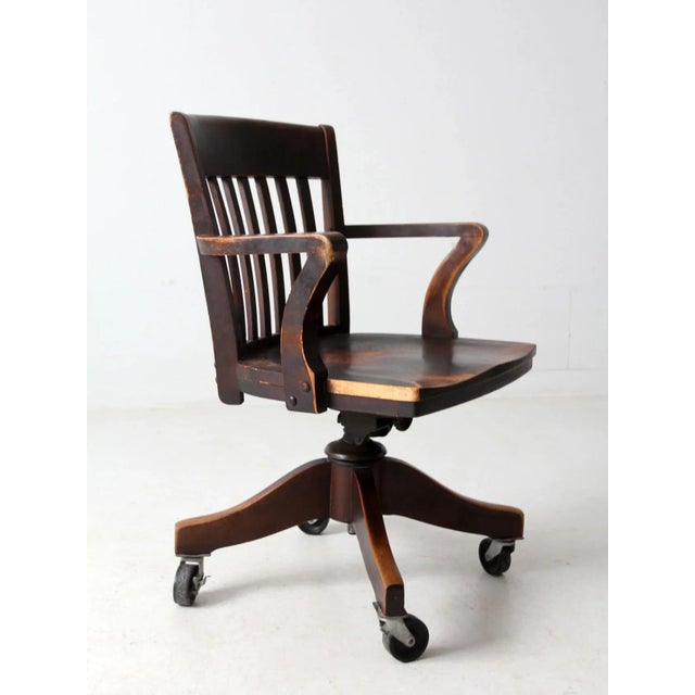 Brown Antique Johnson Chair Co Swivel Desk Chair For Sale - Image 8 of 11