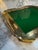 Modern Vintage Brass Tray With Green Glass Insert For Sale - Image 3 of 9