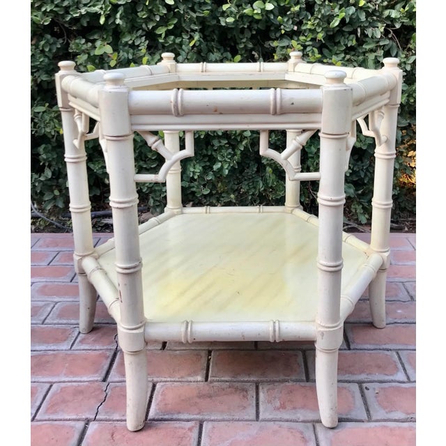 Late 20th Century Vintage Faux Bamboo Chinoiserie Side Table, Allegro for Thomasville For Sale - Image 5 of 13