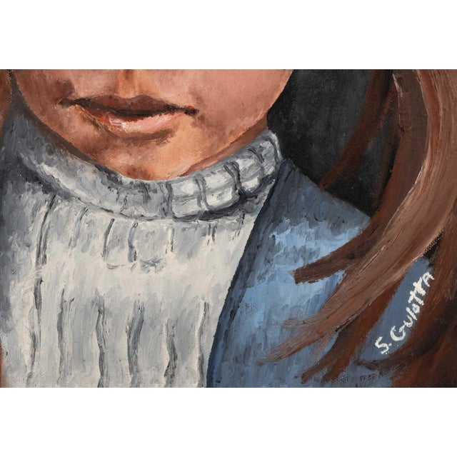 Signed Child Holding Hands Oil, 20th Century For Sale - Image 4 of 6
