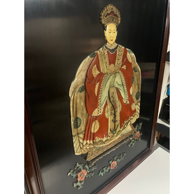 Pair of 1980s Large Chinese Carved Hardstone Emperor & Empress Portraits For Sale - Image 10 of 12