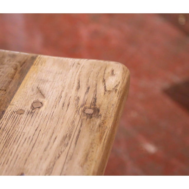 Tan 18th Century French Bleached Oak Monastery Refectory Farm Table on Trestle Base For Sale - Image 8 of 8