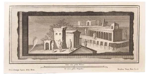 Nicola Vanni, Landscape with Monuments and Figures, Etching, 18th Century