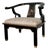 Late 20th Century Pair of James Mont Style Black Lacquer Horseshoe Chairs For Sale