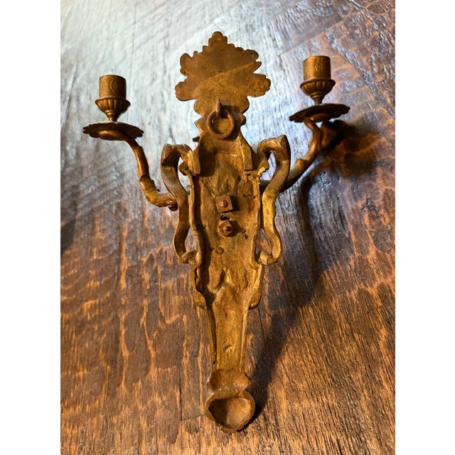 Antique 19th-Century Louis XVI Style Patinated Bronze Three-Light Wall Sconce For Sale - Image 10 of 13