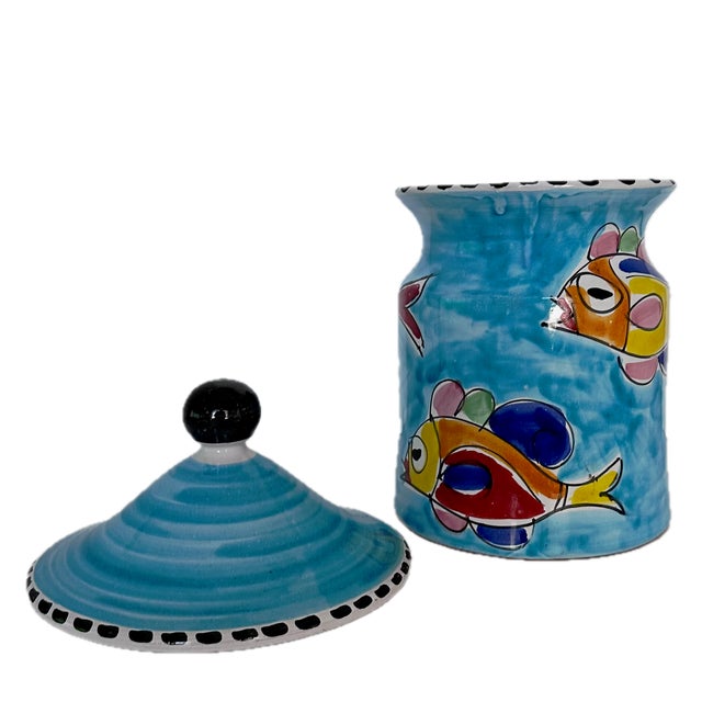 Postmodern Italian Ceramic Cookie Jar For Sale - Image 3 of 6