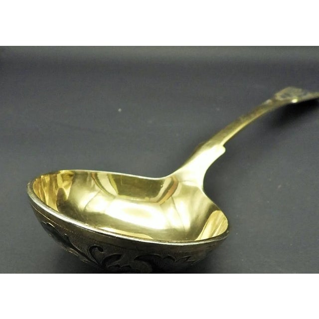 Early 19th Century Antique Pierre Queille 950 Sterling Silver Gilt Nielle Ladle Punch Soup 1834 For Sale - Image 5 of 12