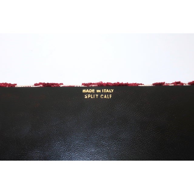 Vintage Italian Leather & Ruby Red Cut Velvet Jewelry Box For Sale - Image 14 of 15