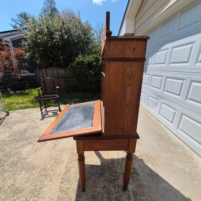 19th Century Early American Solid Oak Plantation Style Drop-Down Secretary Desk For Sale In Washington DC - Image 6 of 10