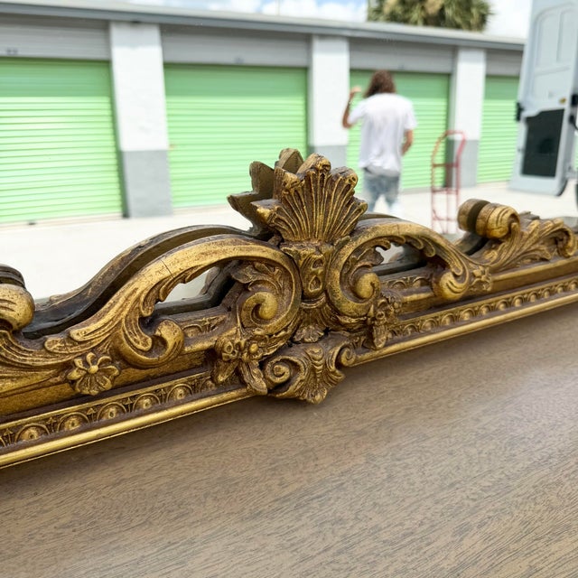 Mid 20th Century Vintage Rococo Style Gold Wooden Mirror For Sale - Image 5 of 10