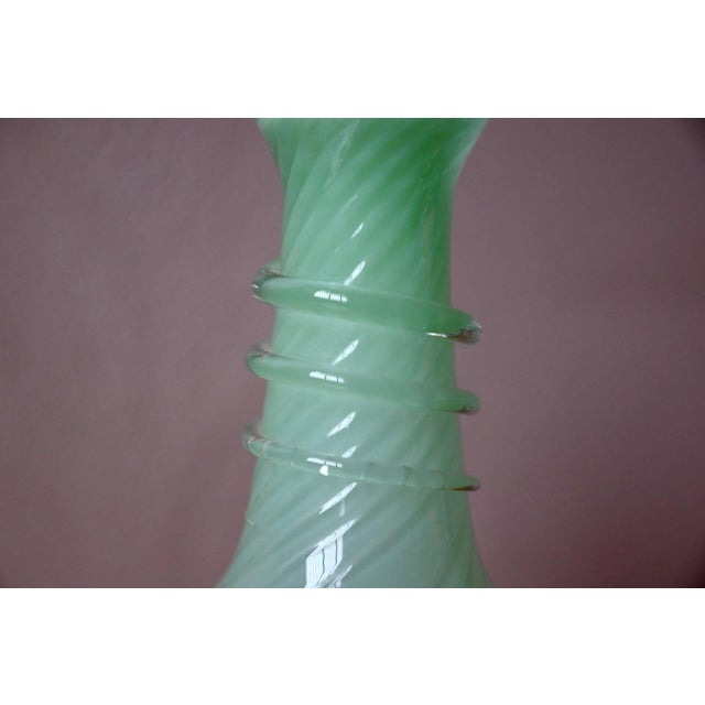 Bohemian Blown Glass Carafe in Light Green, 1940s For Sale - Image 3 of 9
