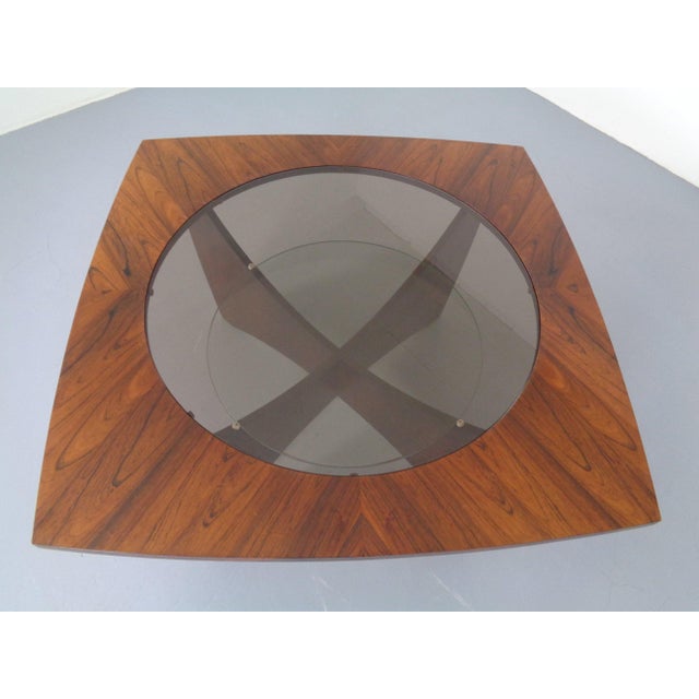 Brown Vintage Rosewood and Glass Coffee Table, Denmark, 1960s For Sale - Image 8 of 13