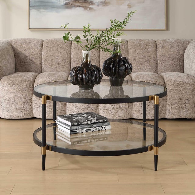 2020s Chadid Round Glass Coffee Table For Sale - Image 5 of 7