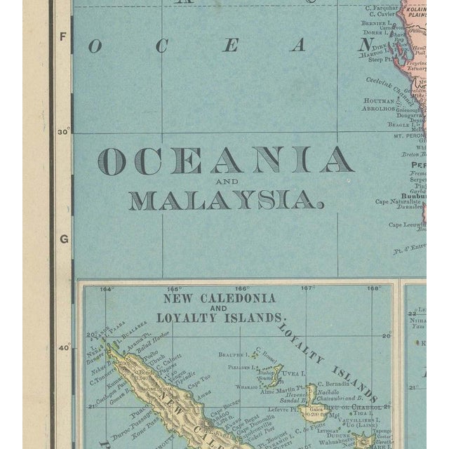 Antique Map of Oceania and Malaysia with Australia and New Zealand, 1899 For Sale - Image 3 of 12