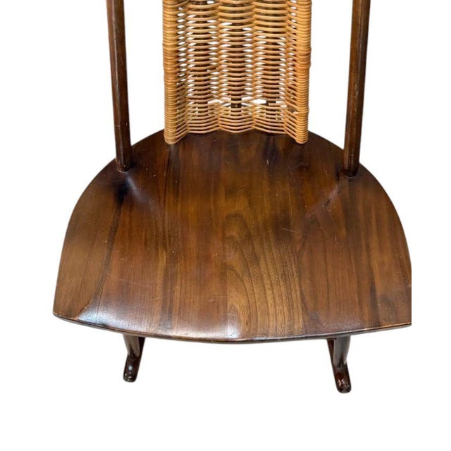 Traditional Mid-Century Modern Rocking Chair in Solid Walnut & Rattan by Arthur Umanoff for Washington Woodcraft, Usa, C. 1960's For Sale - Image 3 of 12