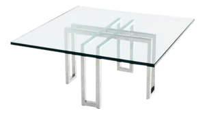 Mid 20th Century Vintage Chrome Base and Square Glass-Top Coffee Table